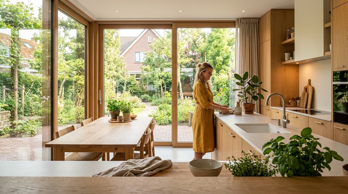 Woning met grote ramen en HR++ glas
