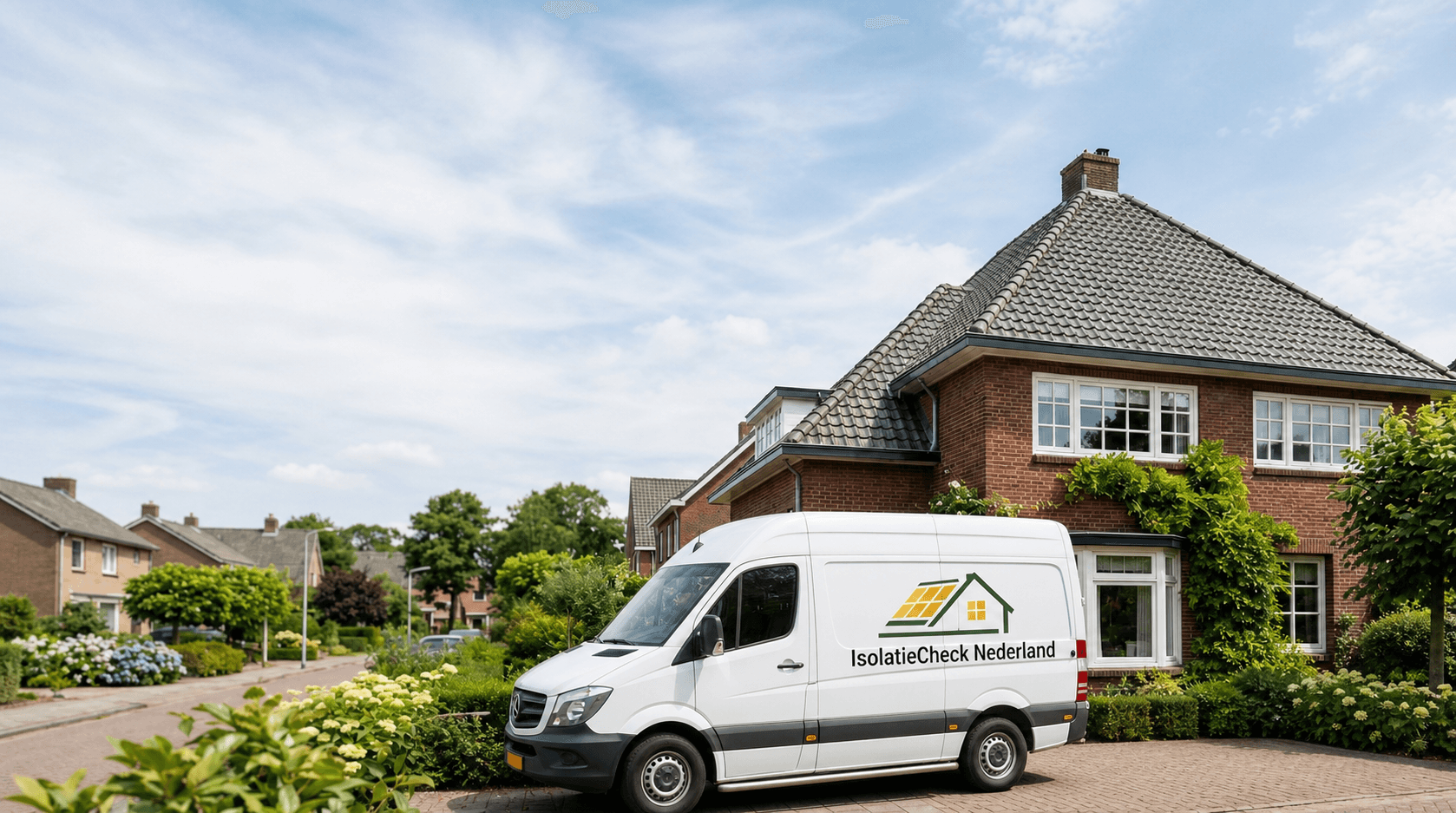 Servicebus van Isolatie Check Nederland bij een Nederlandse woning